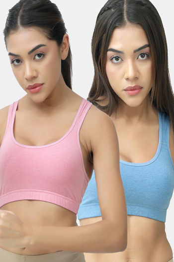 Buy Lady Lyka Soft Strechable Sports Bra (Pack of 2) - Multicolor